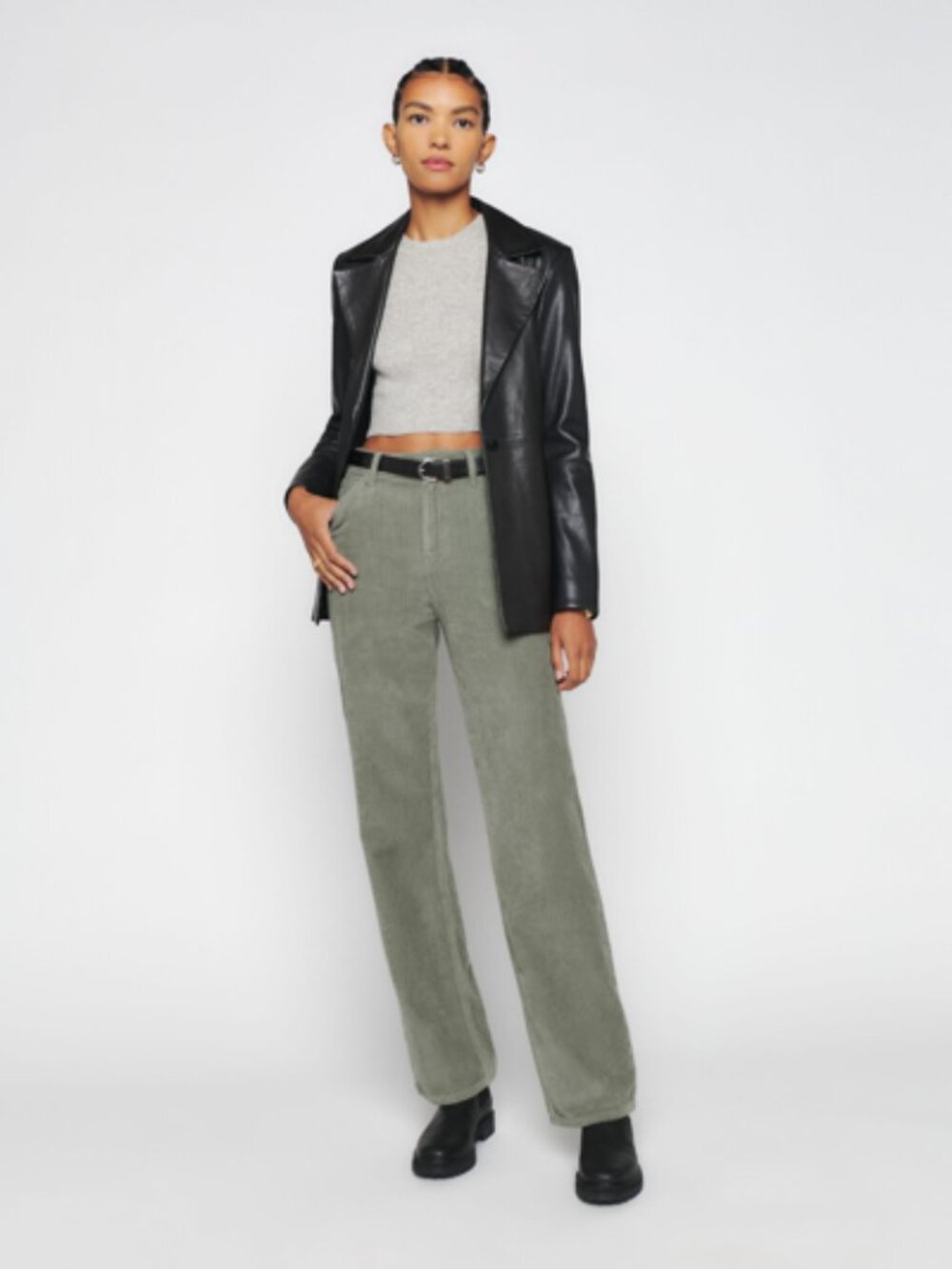 Reformation Wilder Moss Corduroy Wide Leg Pants 27 High Rise